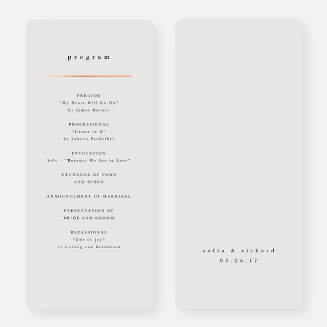 Less is More Wedding Programs - Beige
