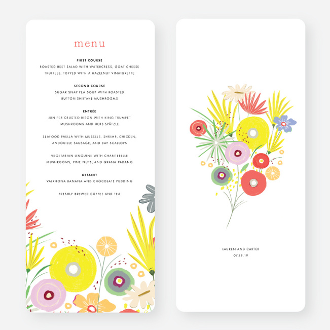 Vibrant Botanicals Wedding Menus - Multi