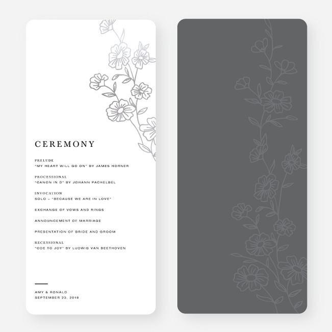 Elegant Roses Wedding Programs - Gray