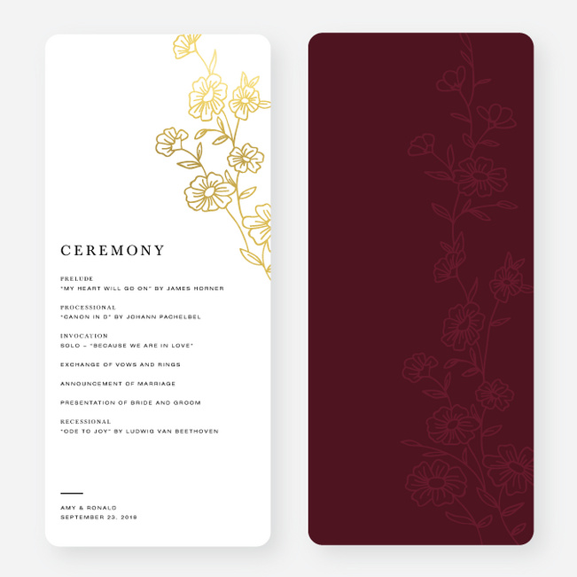 Elegant Roses Wedding Programs - Red