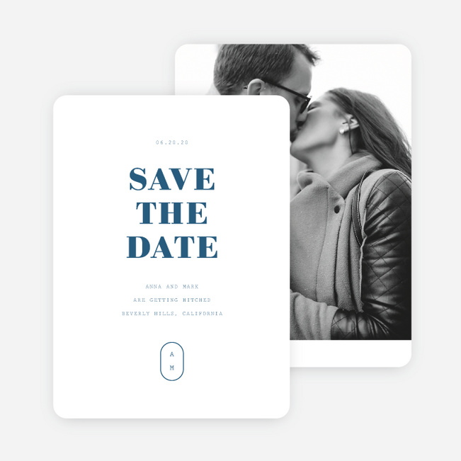 Clean Type Save the Date Cards - Blue