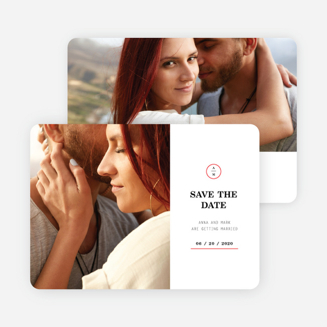 Minimal Accents Save the Date Cards - Red