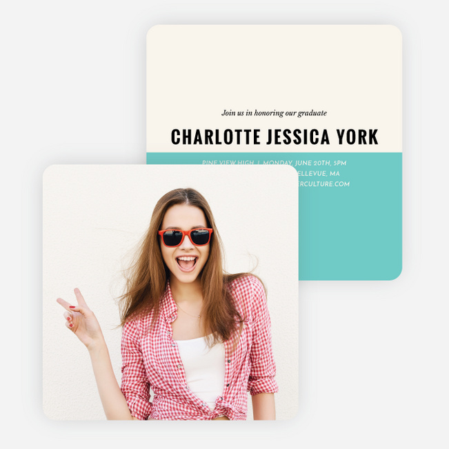 Selfie Graduation Announcements for High School - Blue