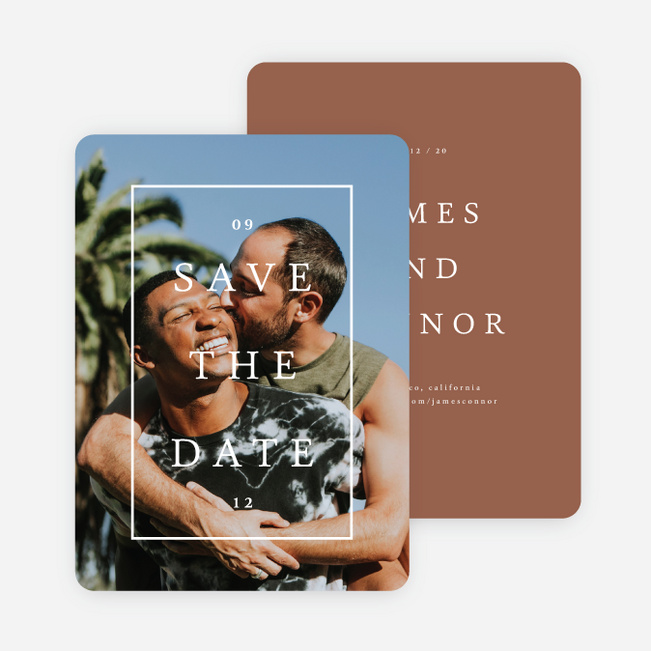 Our Story Save the Date Cards - Orange