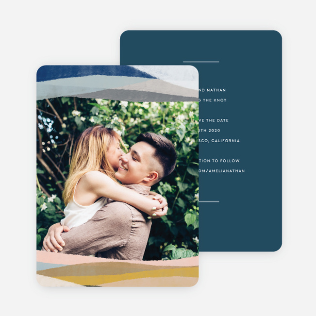 Earthy Waves Wedding Invitations - Blue