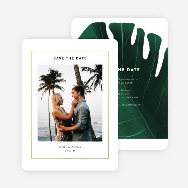 Monstera Impression Wedding Invitations - Green