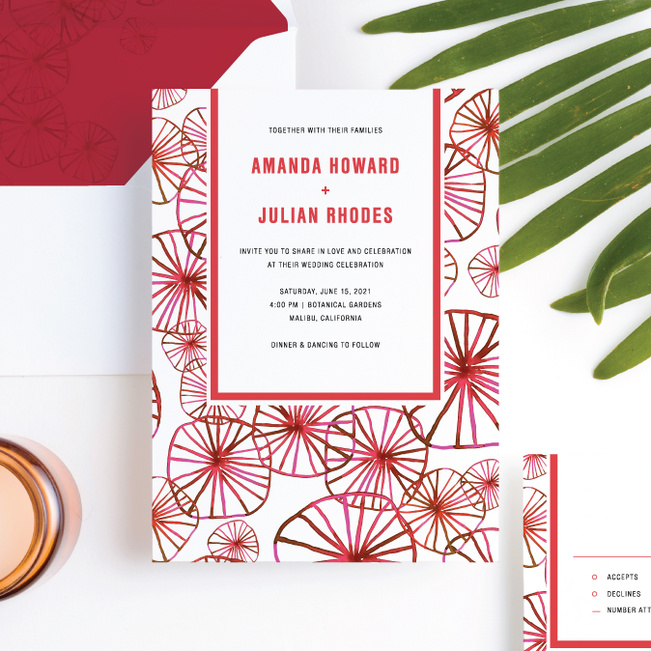 Organic Circles Wedding Invitations - Red