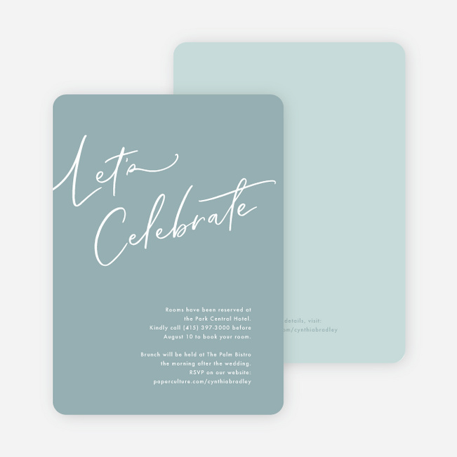 Relaxed Script Wedding Invitations - Blue
