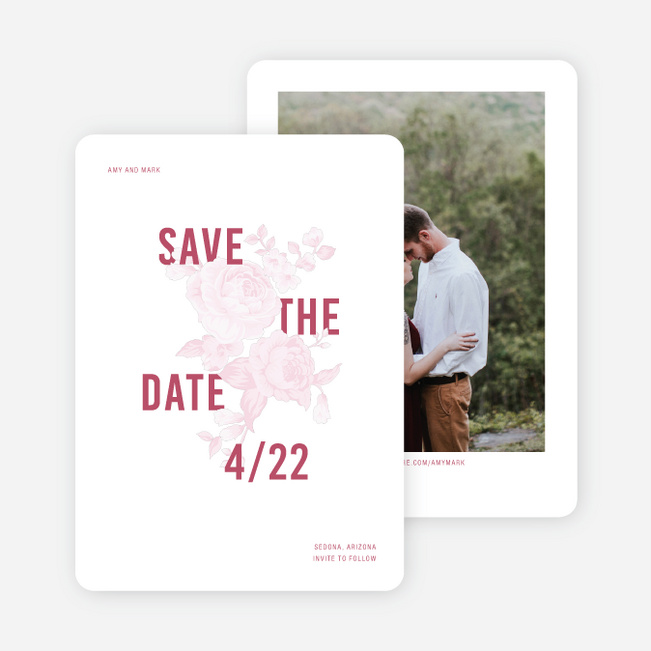 Weaved Roses Wedding Invitations - Pink