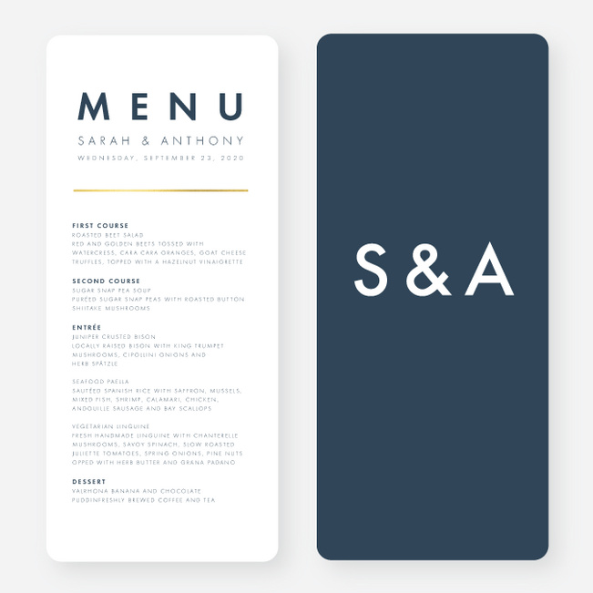 Foil Amplify Wedding Menus - Blue