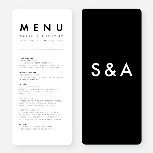 Foil Amplify Wedding Menus - Black