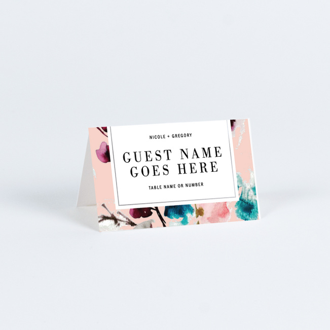 Foil Bountiful Frame Wedding Name Cards & Place Cards - Gray