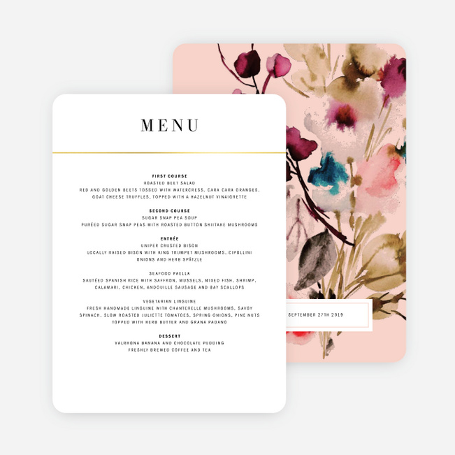 Foil Bountiful Frame Wedding Menus - Yellow
