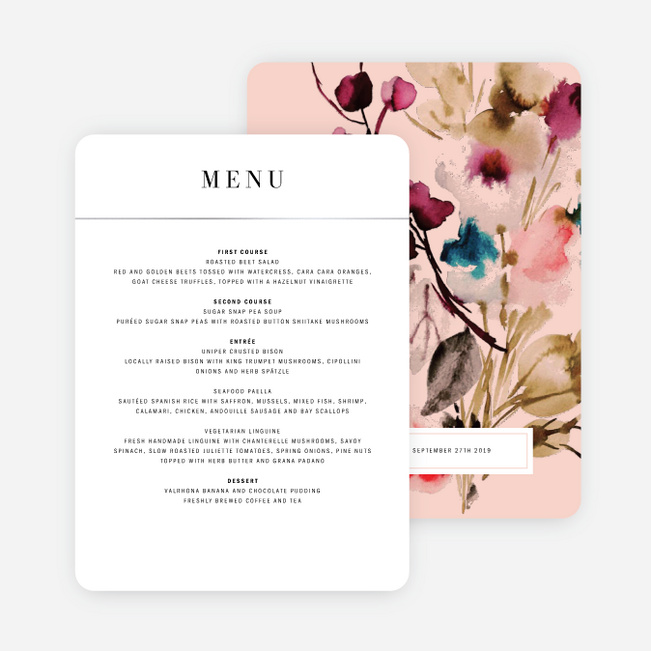 Foil Bountiful Frame Wedding Menus - Gray