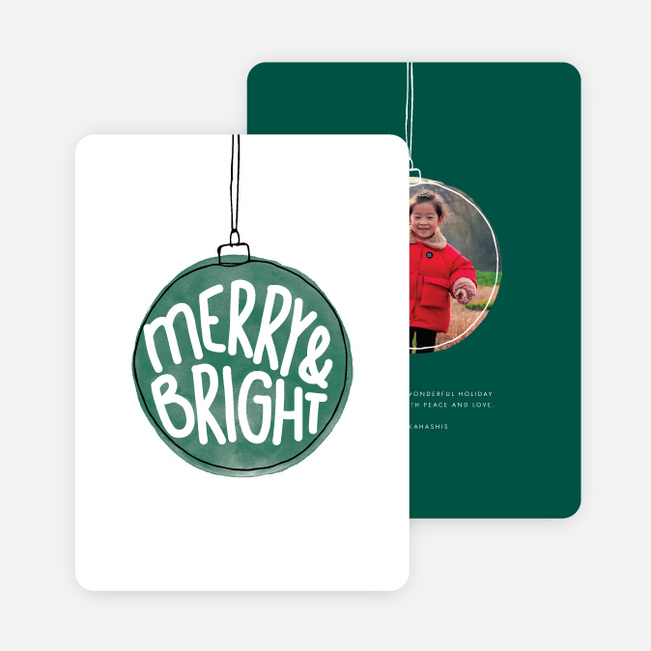 Painted Ornament Christmas Cards - Green