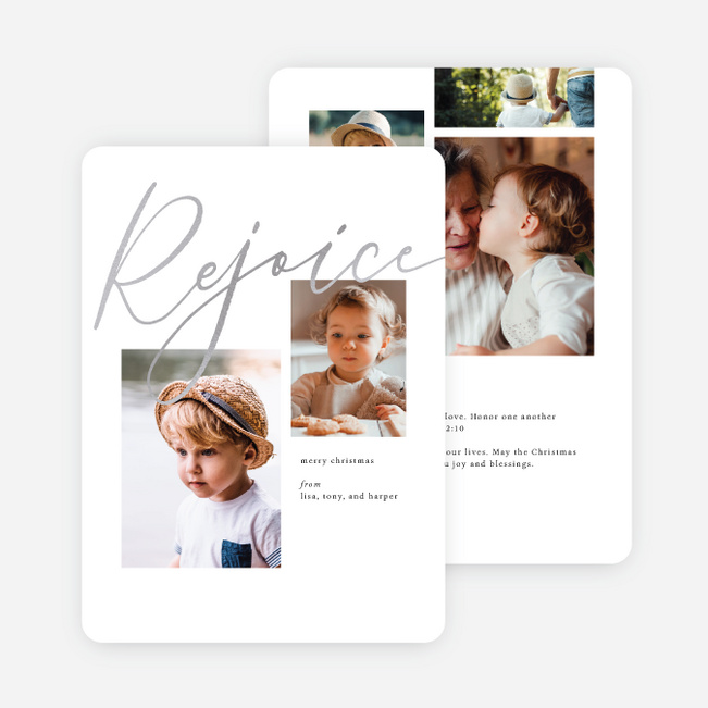 Foil Rejoice Christmas Cards - Gray