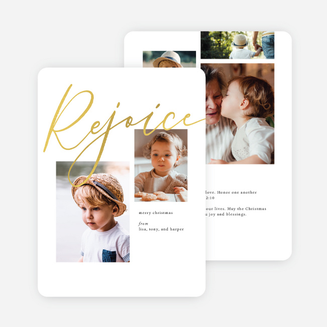 Foil Rejoice Christmas Cards - Yellow