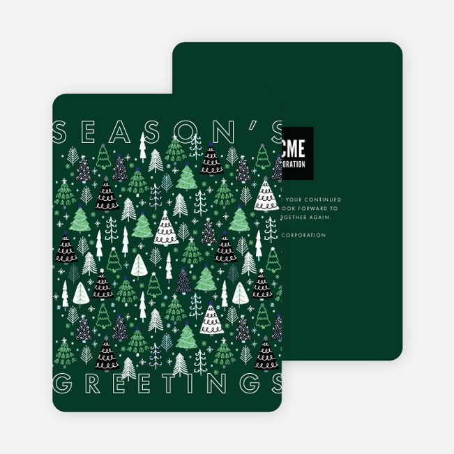Happy Forest Corporate Holiday Cards - Green