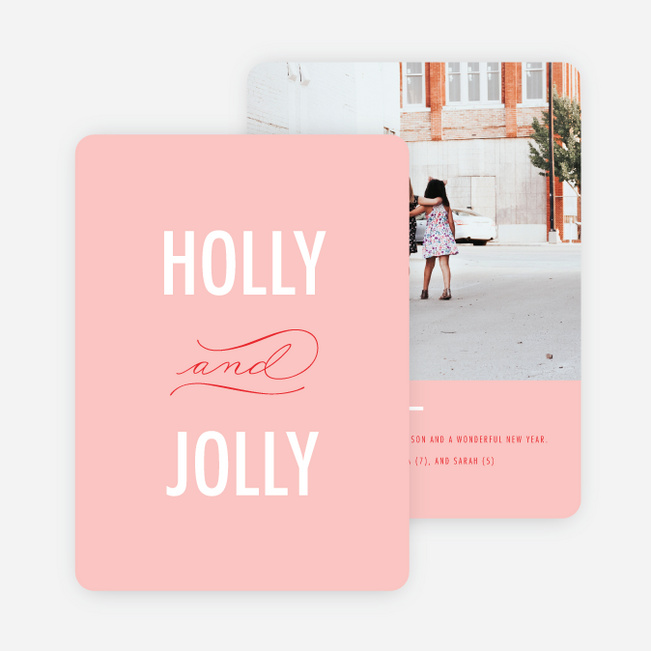 Holly and Jolly Holiday Cards - Pink