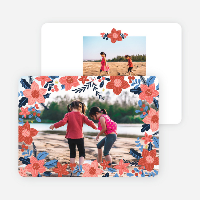 Joyous Floral Frame Holiday cards - Multi
