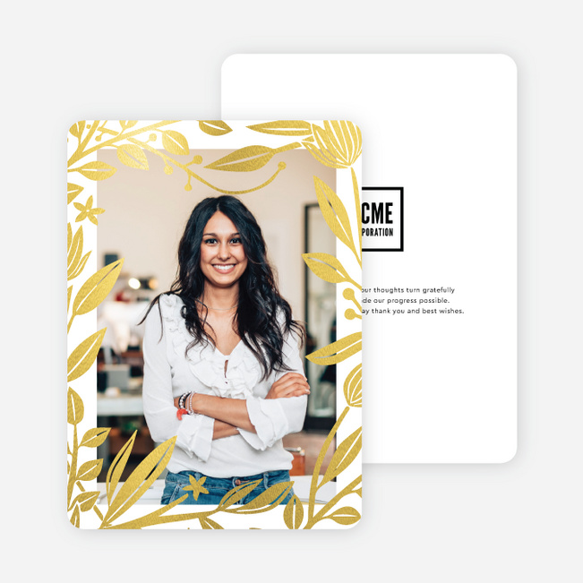 Foil Rustic Frame Holiday Cards - Yellow
