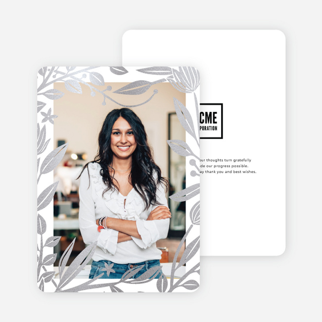 Foil Rustic Frame Holiday Cards - Gray