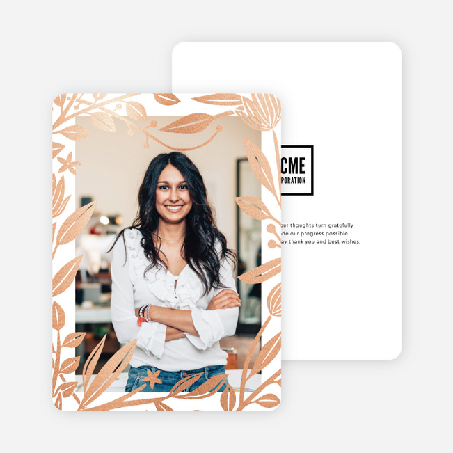 Foil Rustic Frame Holiday Cards - Pink