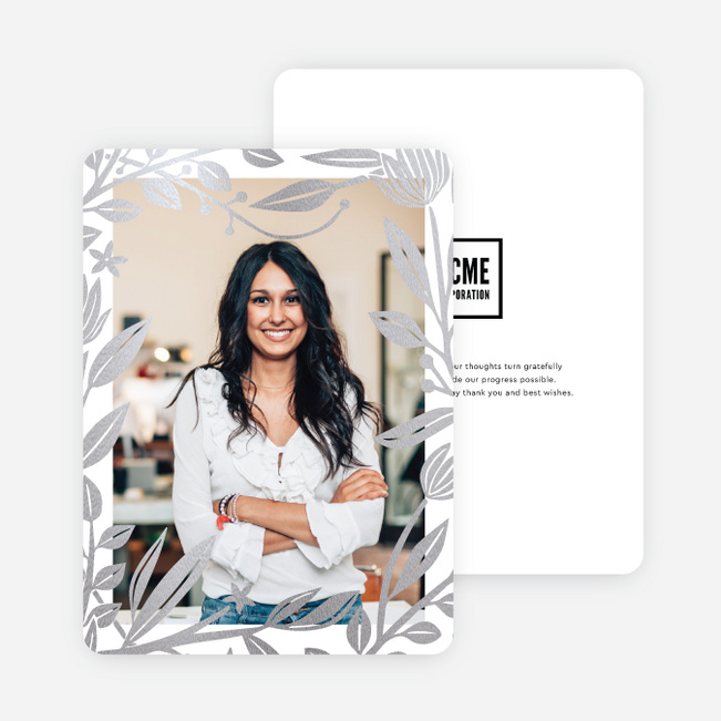 Foil Rustic Frame Holiday Cards - Gray