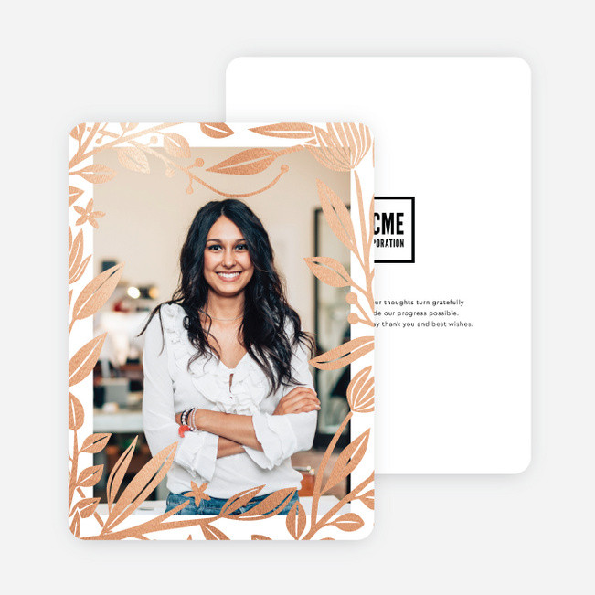 Foil Rustic Frame Holiday Cards - Pink