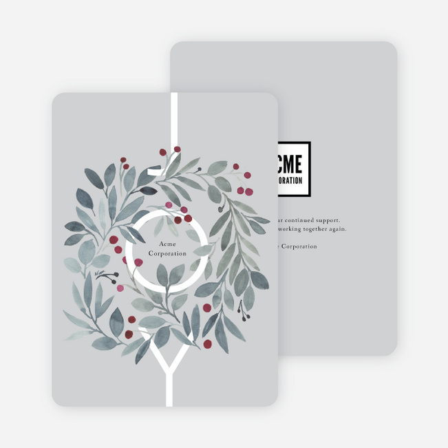 Joyous Wreath Christmas Cards - Gray