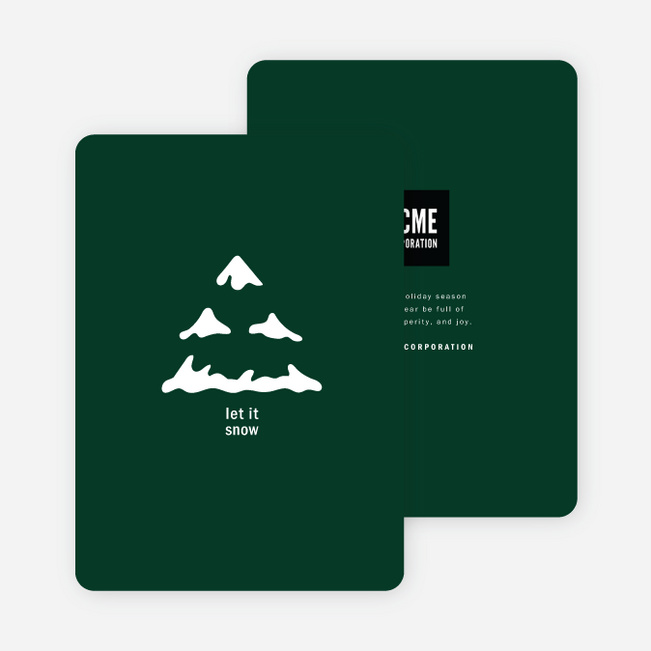 Minimal Winter Tree Business Holiday Cards - Green