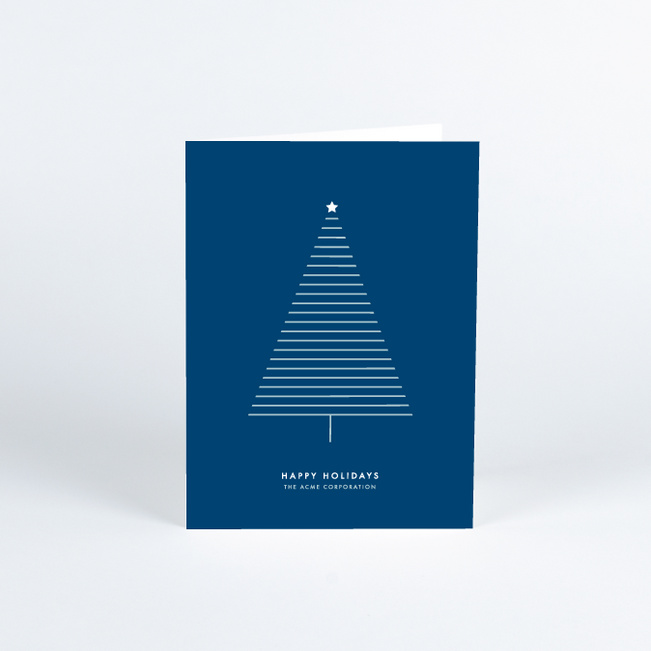 Modern Tree Corporate Christmas Cards - Blue
