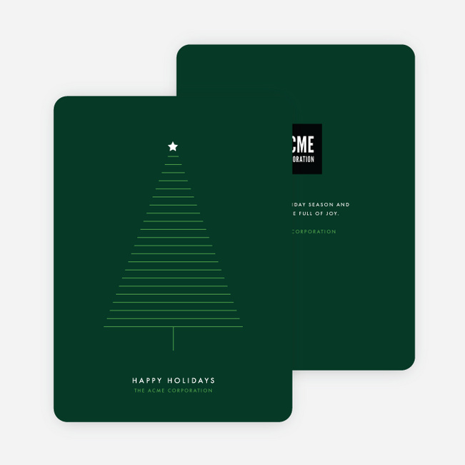 Modern Tree Corporate Christmas Cards - Green