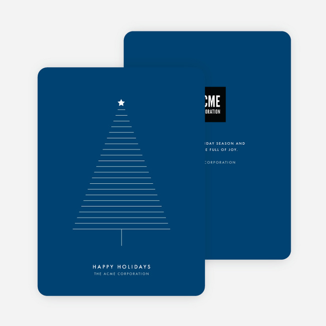 Modern Tree Corporate Christmas Cards - Blue