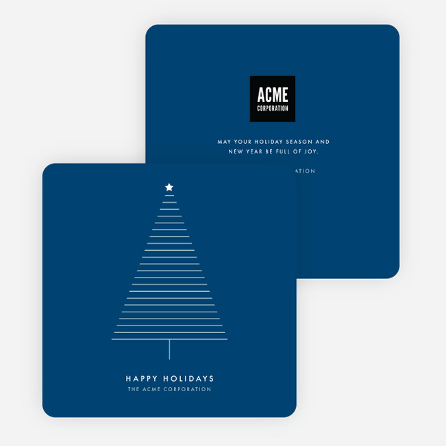 Modern Tree Corporate Christmas Cards - Blue