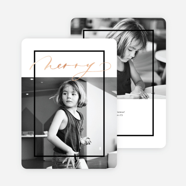 Foil Merry Frame Christmas Cards - Pink