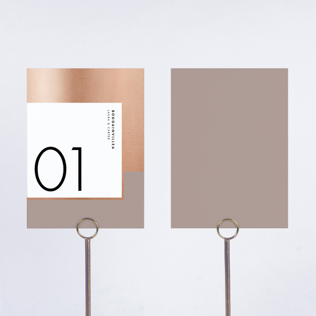 Foil Blocks Wedding Table Cards - Gray