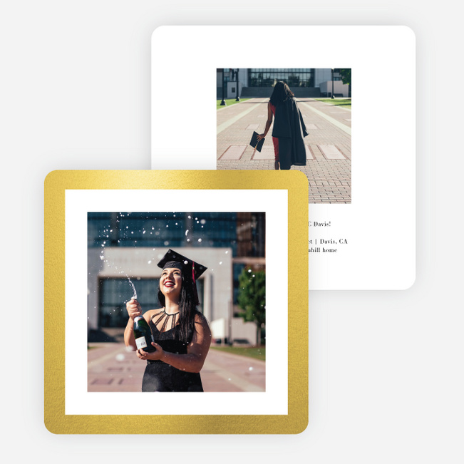 Foil Border Celebration Graduation Announcements - Yellow