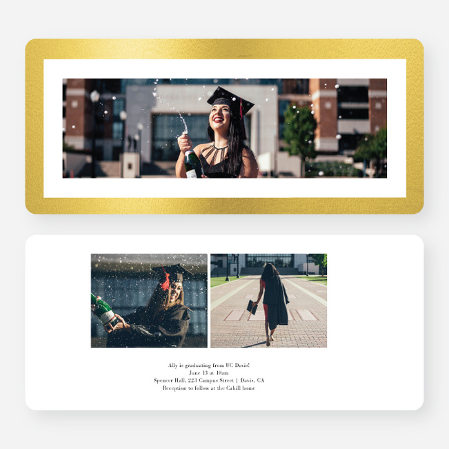 Foil Border Celebration Graduation Announcements - Yellow
