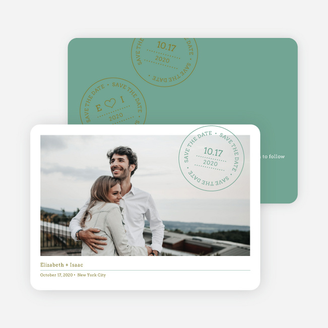 Postcard Inspired Save the Date Cards - Celadon