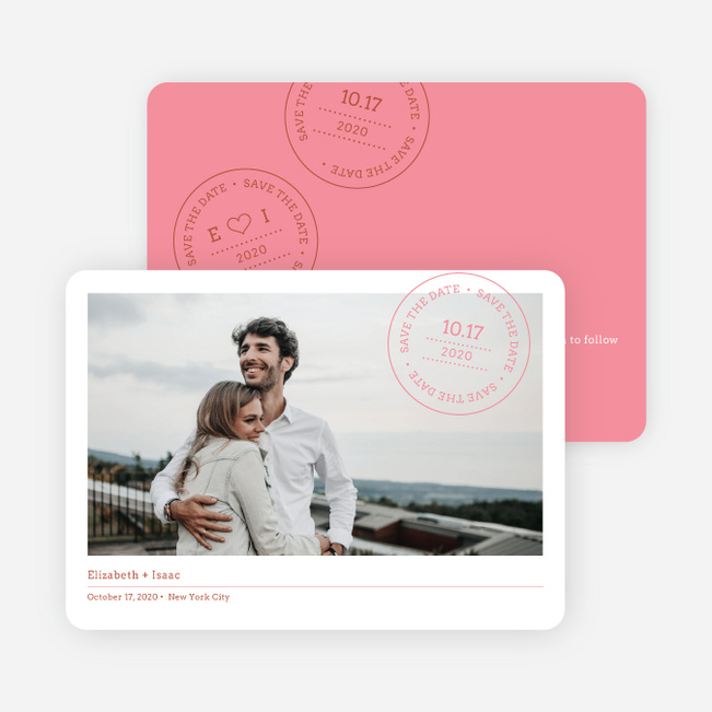 Postcard Inspired Save the Date Cards - Carnation