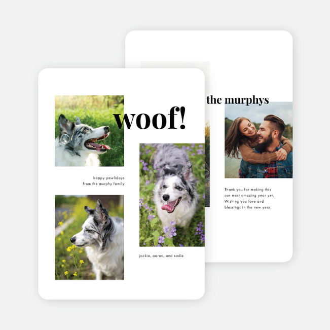 Bold Woof Pet Holiday Cards - White