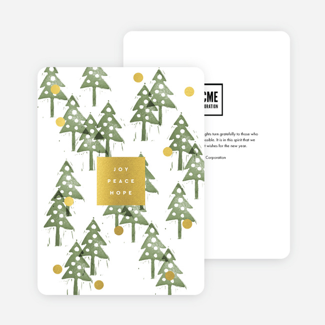 Foil Snowy Moment Business Holiday Cards - Yellow