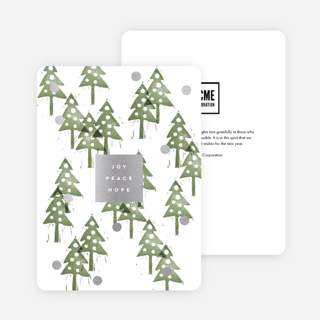 Foil Snowy Moment Business Holiday Cards - Gray