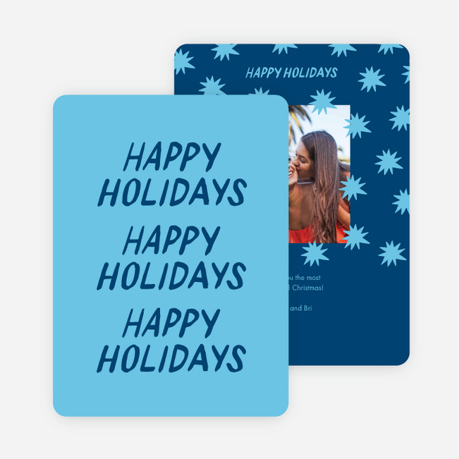 Starry and Happy Holiday Cards - Blue