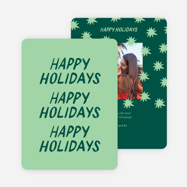 Starry and Happy Holiday Cards - Green