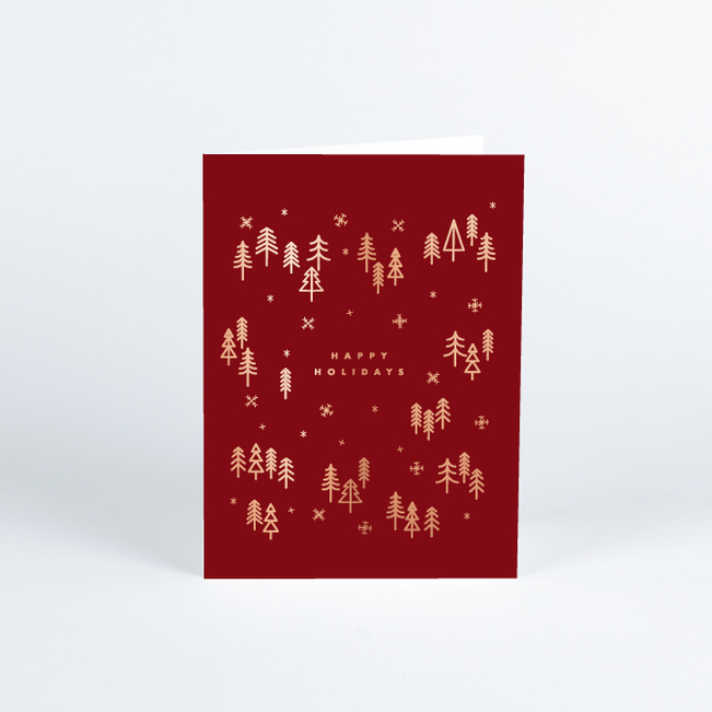 Foil Winter Woods Corporate Holiday Cards - Red