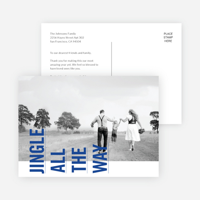 Sideways Text Christmas Cards - Blue