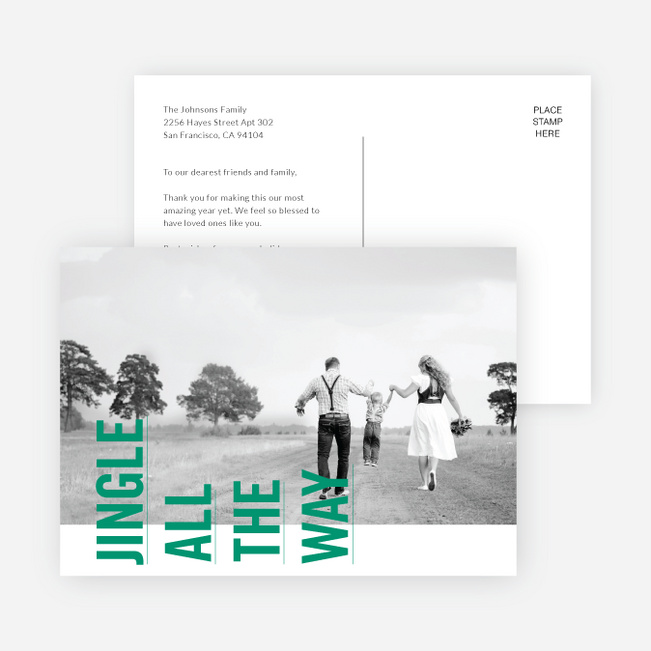 Sideways Text Christmas Cards - Green