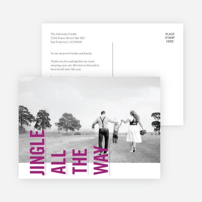 Sideways Text Christmas Cards - Purple